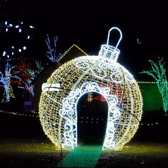 Commercial Christmas Decoration Walk Through Giant Arch LED Christmas Ball Motif Lights for Sale