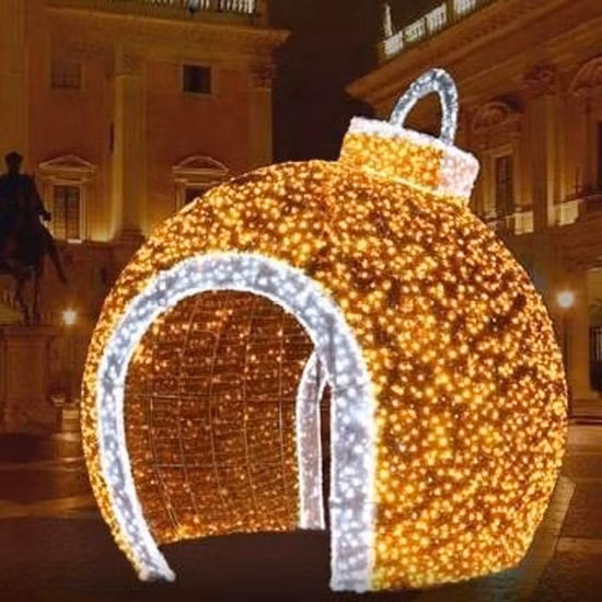 Commercial Christmas Decoration Walk Through Giant Arch LED Christmas Ball Motif Lights for Sale