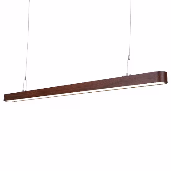 China Modern Hot Sell Aluminium Holzfarbe Wohnzimmer Büro Dekoration LED Pendelleuchte